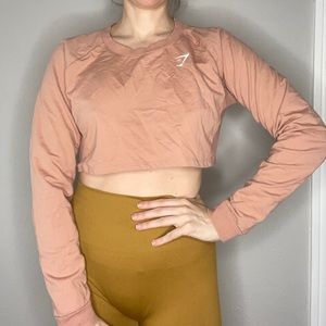 Gymshark cropped lightweight sweatshirt, medium dusty pink